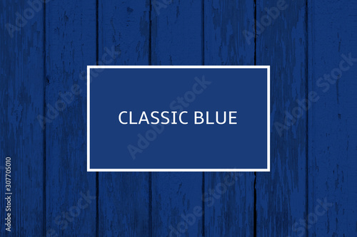 Classic Blue - Texture Of Narrow Boards. Old Weathered Shabby Blue Wooden Background in Trendy Color 2020.