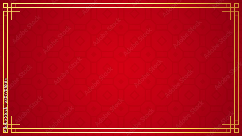 Oriental chinese border ornament on red background, vector illustration Oriental chinese border ornament on red background, vector illustration