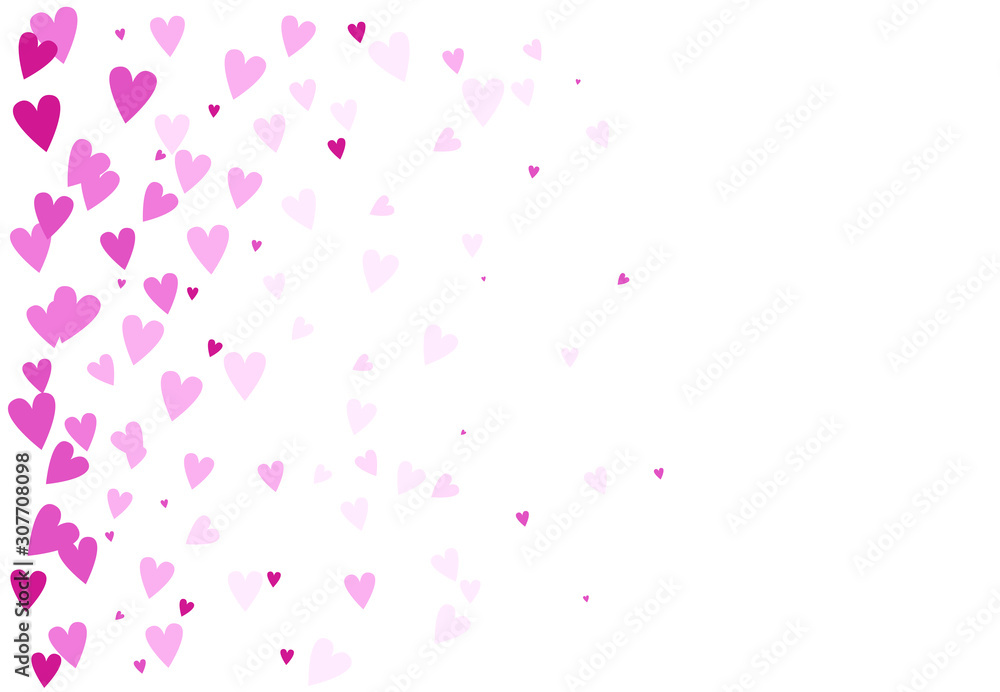 Light paper pink flying hearts, vector illustration