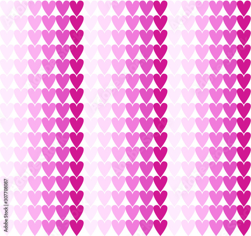 Repeat pattern with many hearts with color gradient, vector illustration isolated on white background and can be used for some background or print