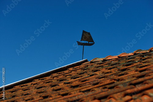 Photography old roof and blue sky, sweden, stockholm europe, nacka