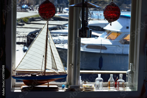 Photography retro,  sailing ship in port, sweden, stockholm europe, nacka