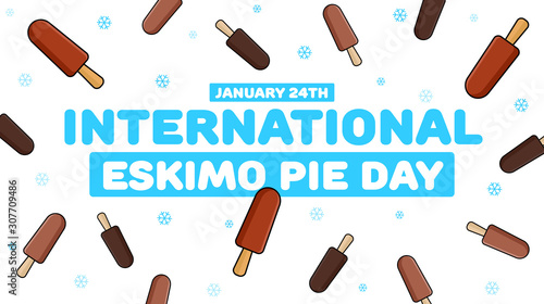 Banner International Eskimo Pie Day, January 24th. A sweet holiday for children. Vector illustration