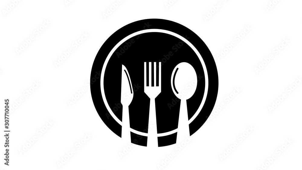 spoon and fork on the plate icon spoon and fork on the plate icon