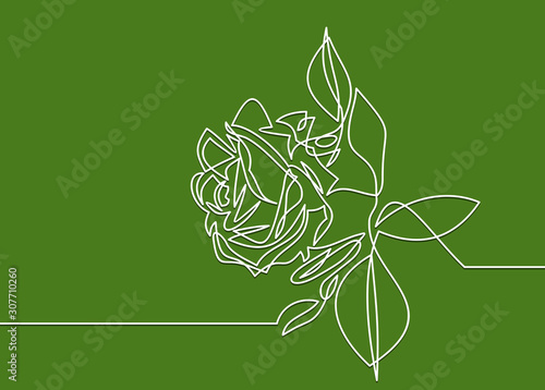 Rose one line art. Flower vector icon