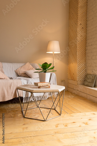 Loft design apartment. Simple light interior