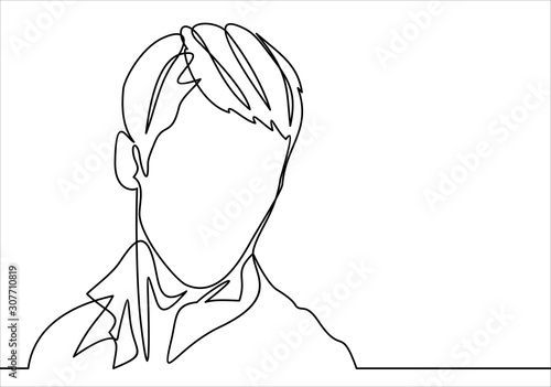 Continuous one line drawing of man portrait. Hairstyle. Fashionable men's style.