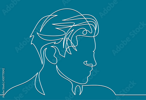 Continuous one line drawing of man portrait. Hairstyle. Fashionable men's style.