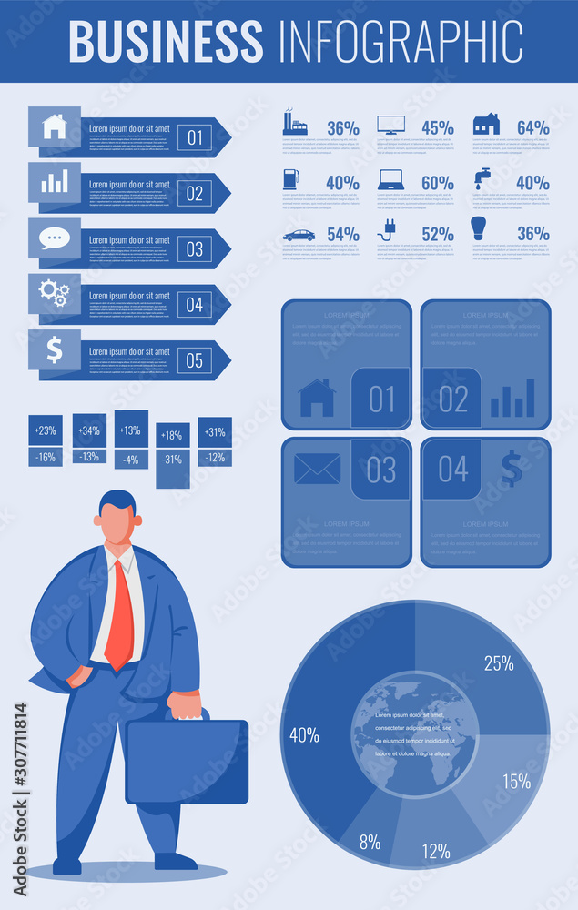 Infographic charts for business and presentations. Vector