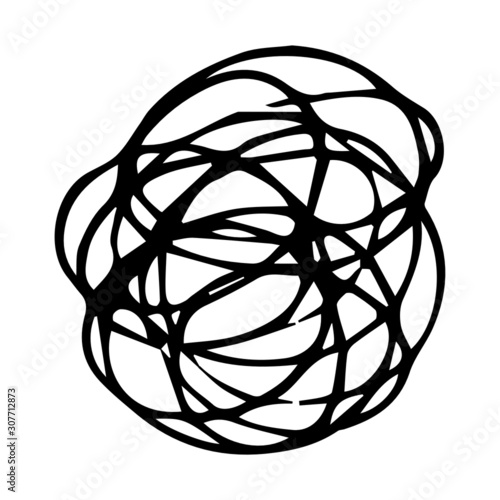 Tangled abstract scribble with hand drawn line. Doodle elements. Isolated sketch on white background. Vector illustration
