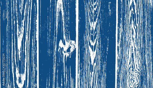 Classic Blue Weathered Wood Planks Vector Background. 2020 Color of the Year. Deep Blue and White Rustic Wood Grain Overlay Texture. Photography Backdrop. Textured Surface.