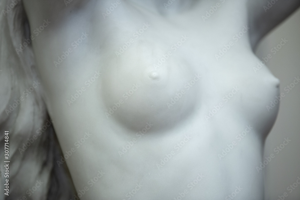 female marble chest white statue with long hair