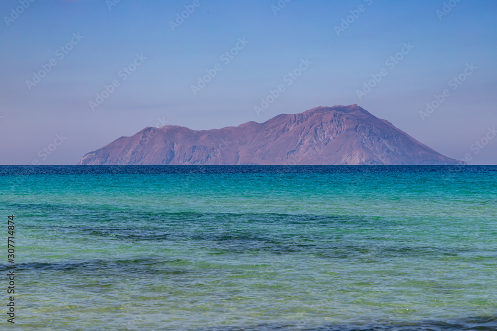 Antimilos island and ocean from Plathiena beach