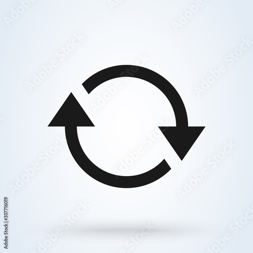Refresh and circle symbol. Simple vector modern icon design illustration.