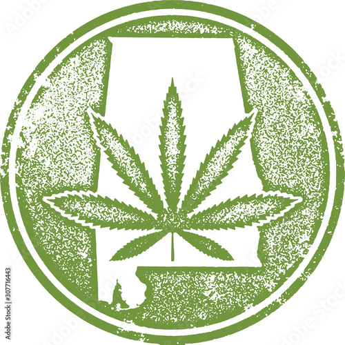 Alabama State Marijuana Cannabis Rubber Stamp