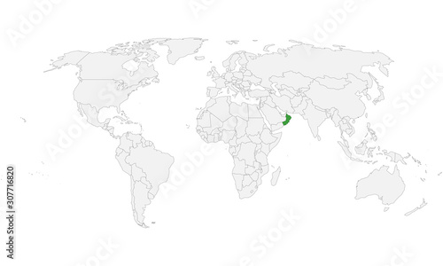 Oman map highlighted on world map vector illustration graphics design.