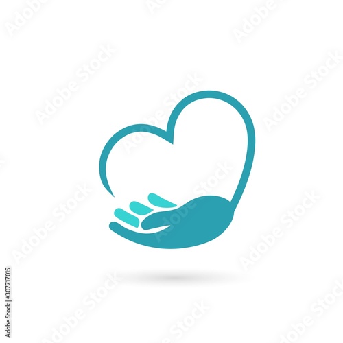 hand holds heart icon, isolated vector symbol