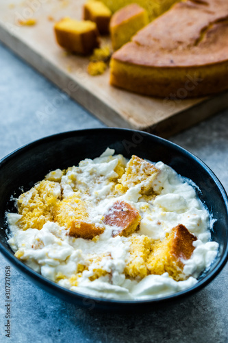 Traditional Black Sea Food Corn Bread with Yogurt / Yogurt Dogramasi