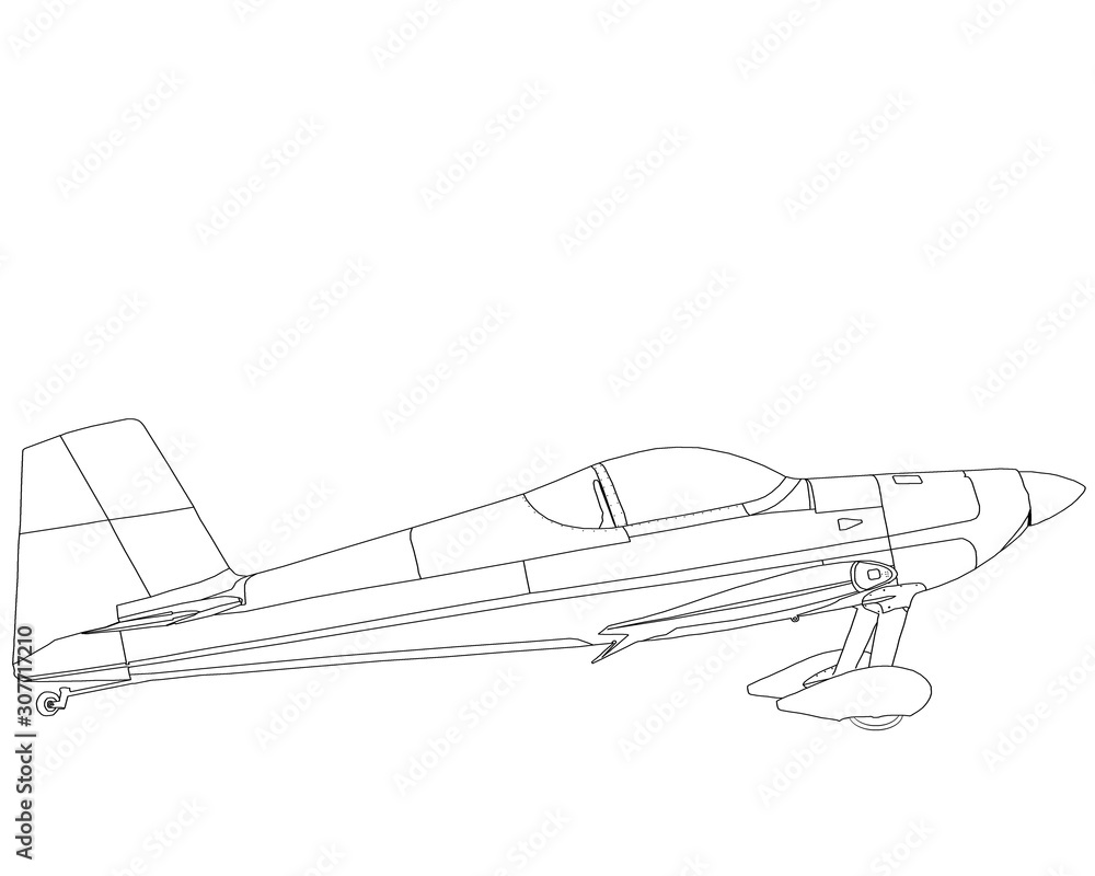 Digital painting of a black and white aeroplane Digital painting of a black and white aeroplane