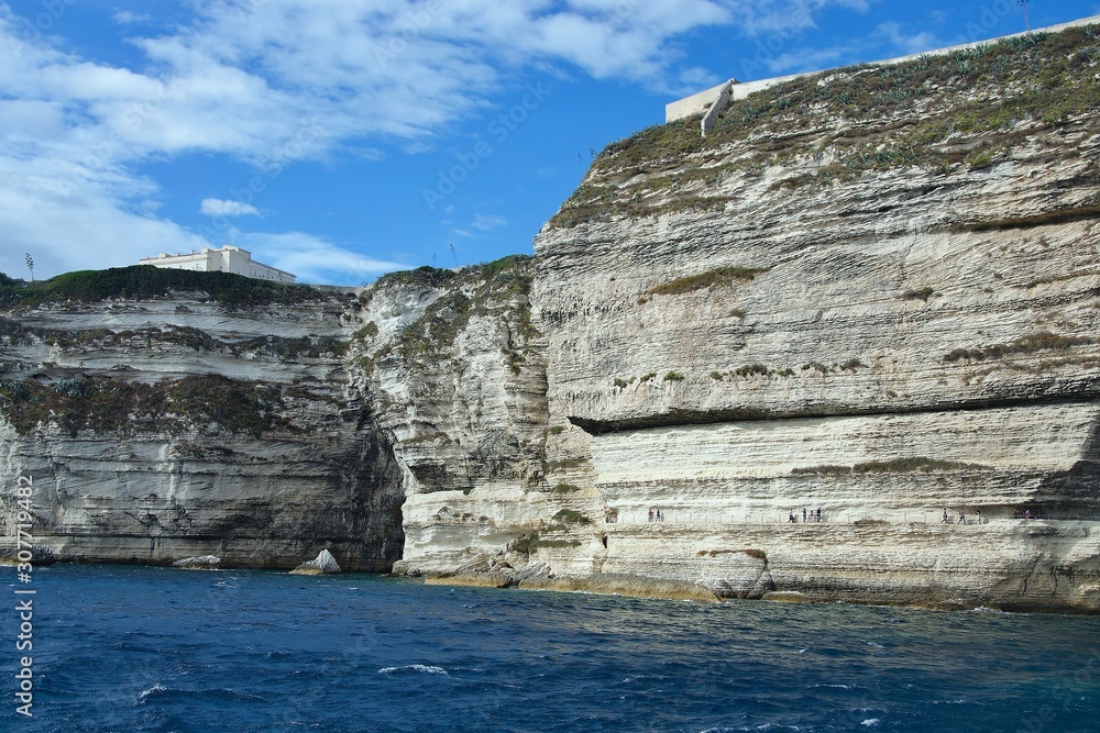 Corsica-sea coast and town Bonifacio