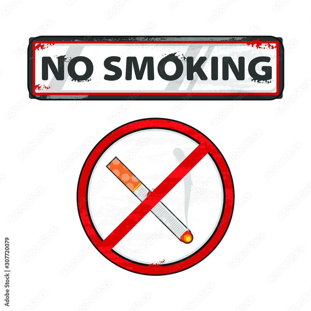 Vector no smoking sign, vector illustration set isolated on white background Vector no smoking sign, vector illustration set isolated on white background