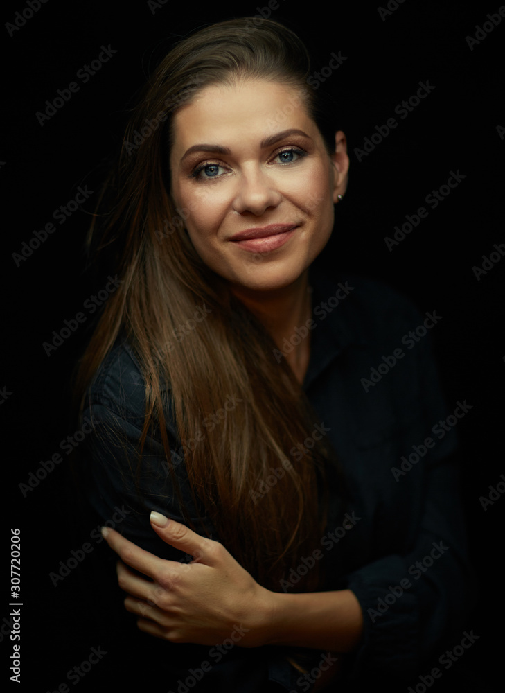 Beautiful woman isolated portrait on black. Beautiful woman isolated portrait on black.
