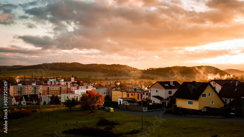 city at sunset