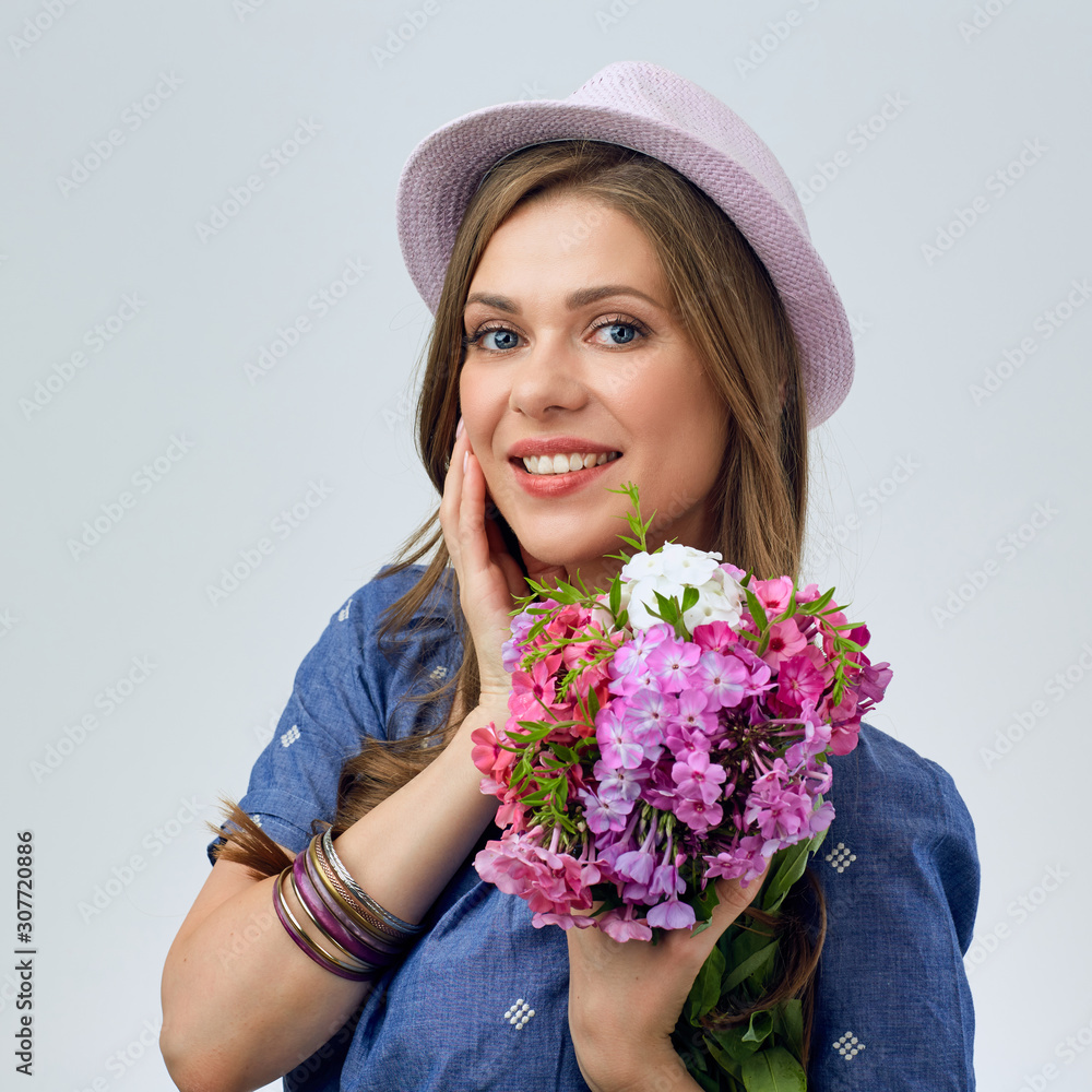 portrait of beautiful woman with flowers. portrait of beautiful woman with flowers.