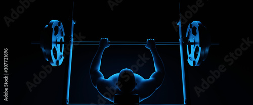 Weight lifter at the bench press. 3d illustration
