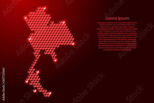 Thailand map from 3D red cubes isometric abstract concept  square pattern  angular geometric shape  for banner  poster. Vector illustration.