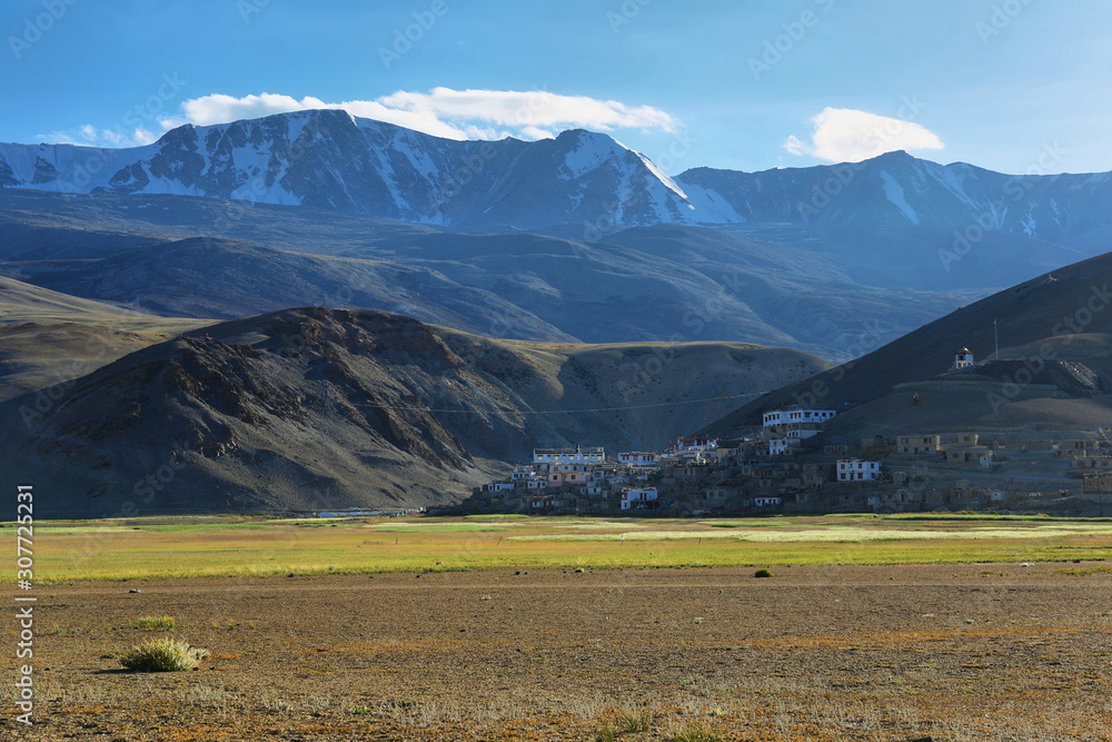 The small village of Korzok on the Tso Moriri Lake, Ladakh, India