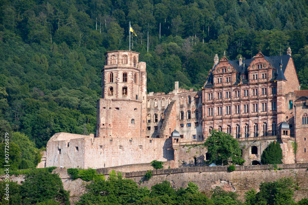 The city Heidelberg Landscape of the city . Heidelberg Castle is a ruin in Germany and landmark of Heidelberg.