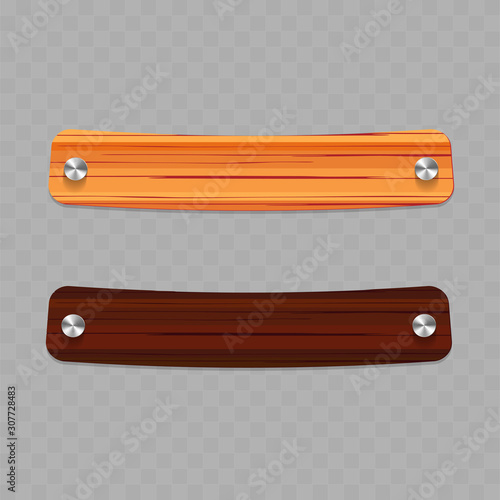 Set of various wooden banners. Wood board banner, wood frame texture, Vector illustration