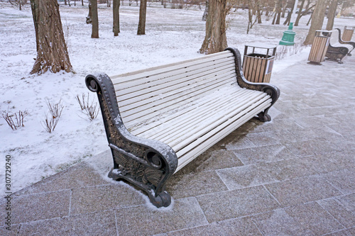 old wooden bench photo