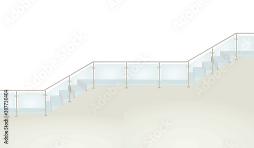 Glass fence on stairs. vector