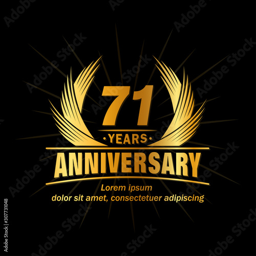 71 years logo design template. Anniversary vector and illustration template. 
