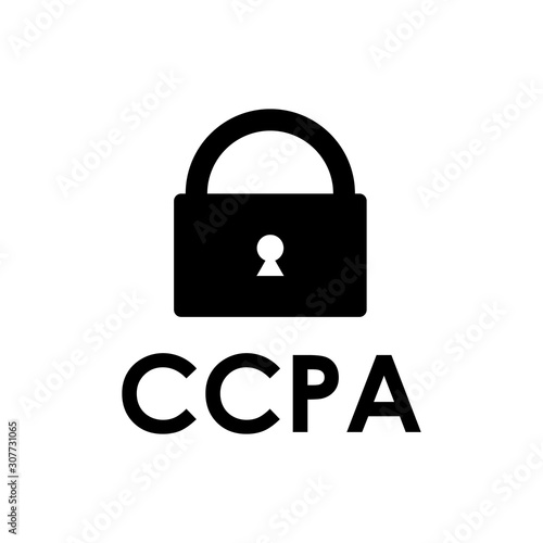 California consumer privacy act or CCPA symbol with lock flat vector icon