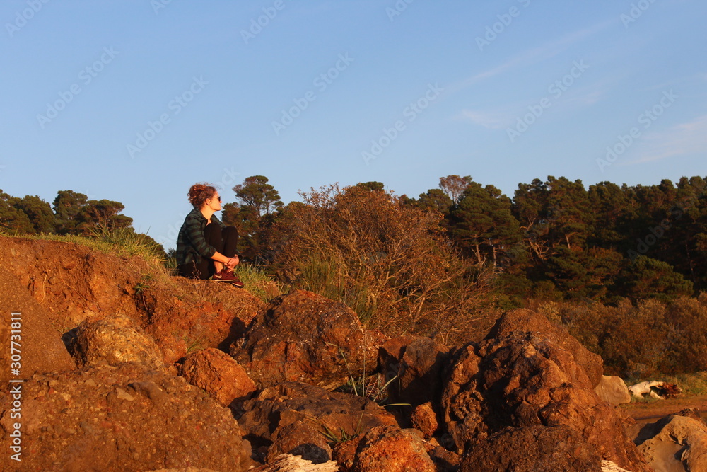 Naklejka premium hiking in the mountains