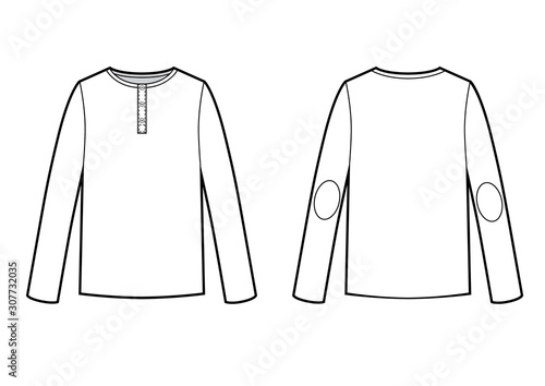 Longsleeve t-shirt technikal sketch unisex with buttons clasp