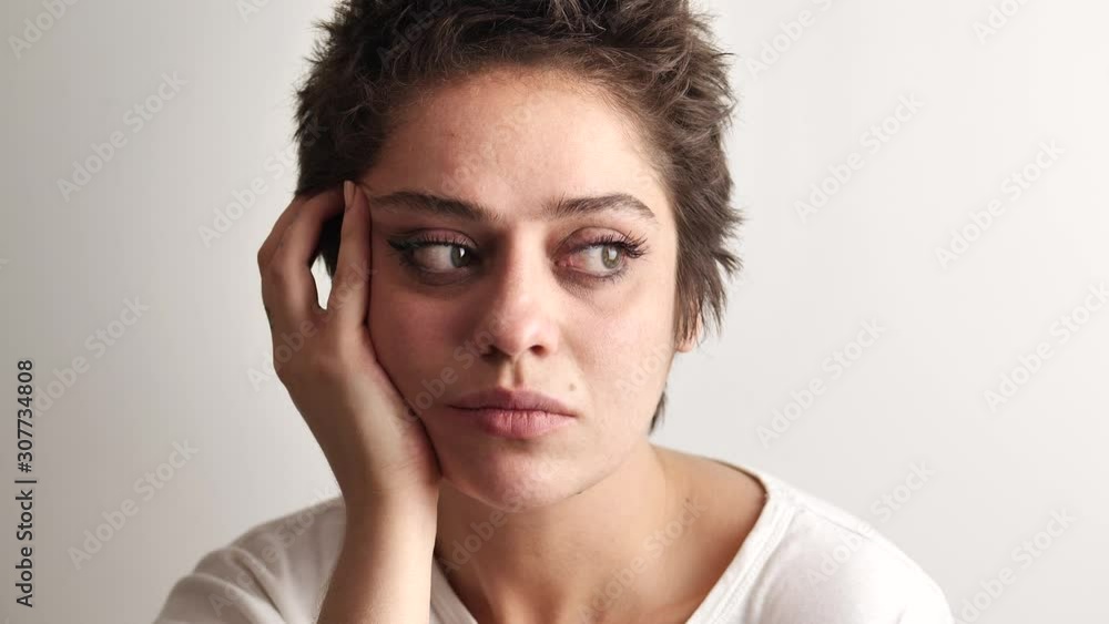 Portrait of a sad girl. Boredom. 4k Portrait of a sad girl. Boredom. 4k