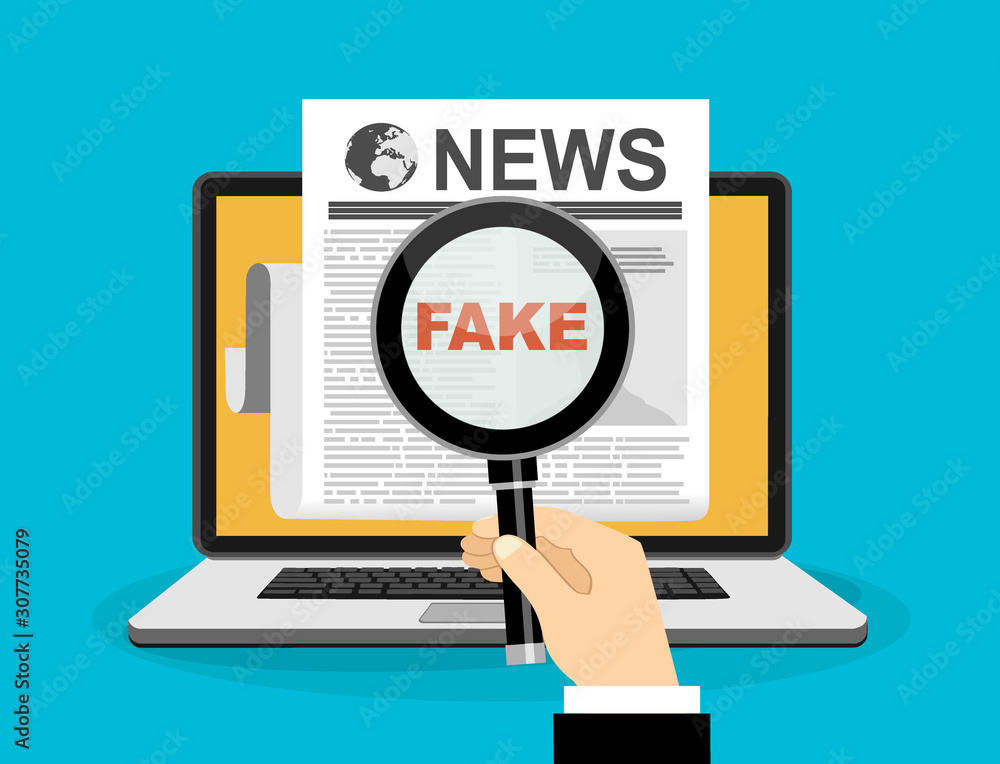 Fake news or fact scanning with magnifying glass vector illustration - Vector illustration Fake news or fact scanning with magnifying glass vector illustration - Vector illustration