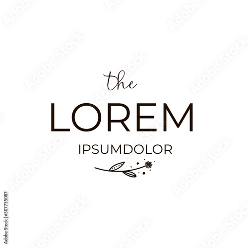 Logo template with floral element. Premade logotypes for entrepreneurs. Vector logo design