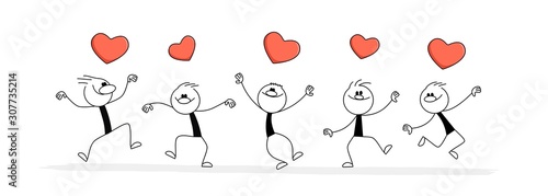 Doodle stick figure: little men dance.