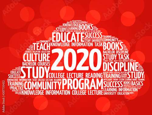 2020 Education word cloud, business concept background