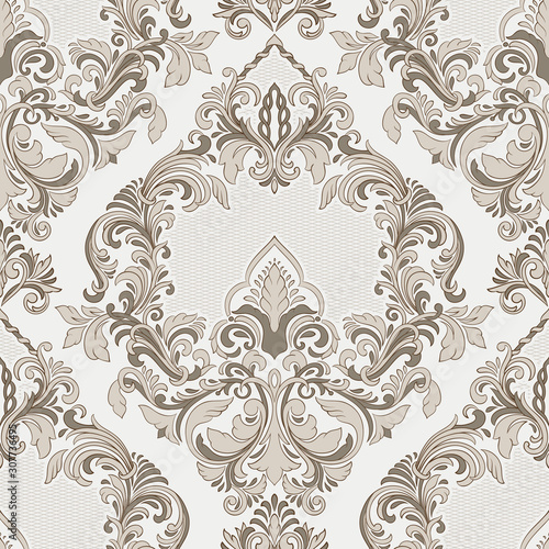 Vector damask seamless pattern element. Classical luxury old fashioned damask ornament, royal victorian seamless texture for wallpapers, textile, wrapping. Exquisite floral baroque template.