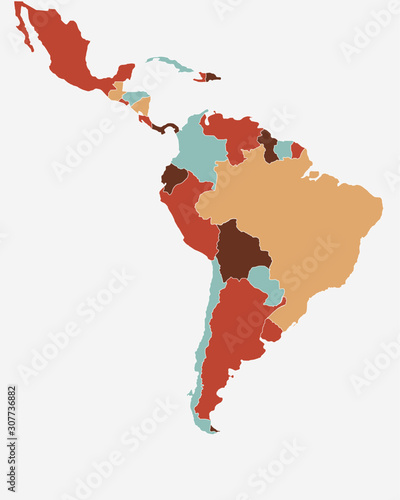 Latin/South America Map - High detailed isolated vector illustration
