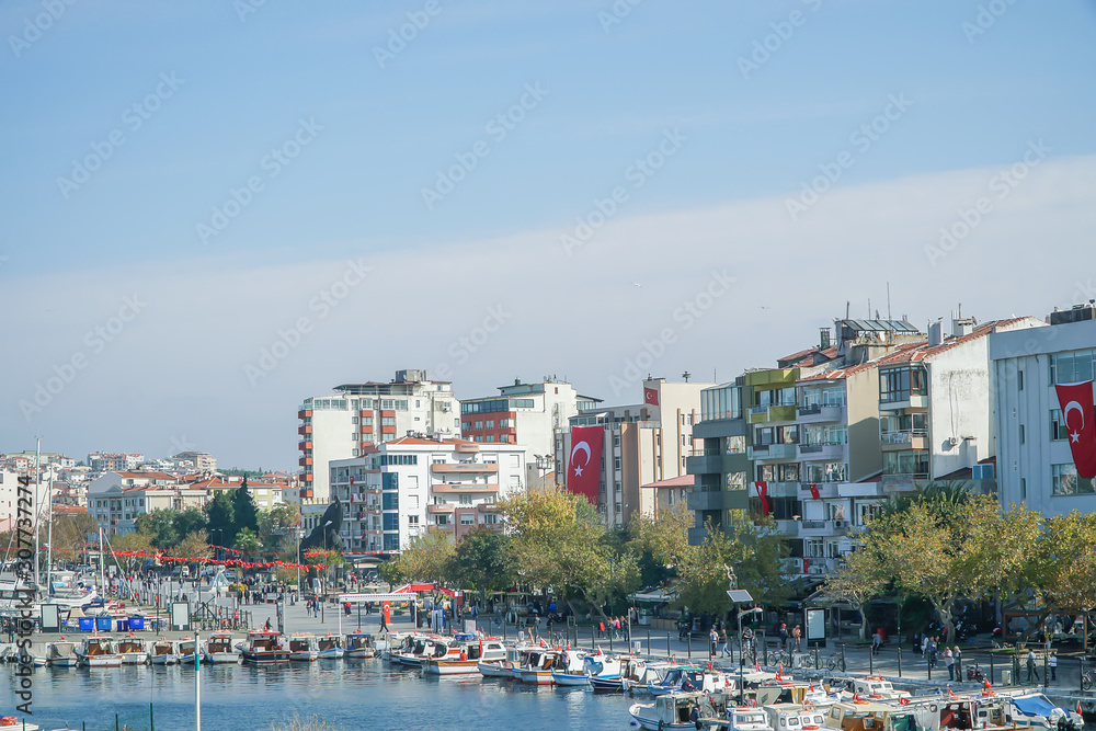 General view of Canakkale city in Turkey. Canakkale is a popular tourist attraction in Turkey. Travel and Vacation concept.