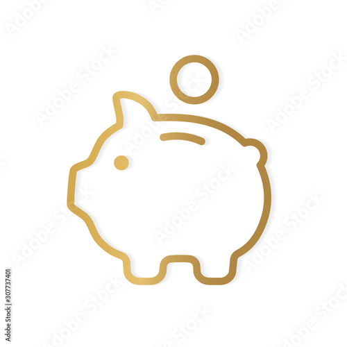 golden piggy bank icon- vector illustration