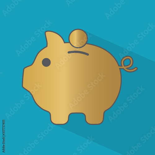 golden piggy bank icon- vector illustration