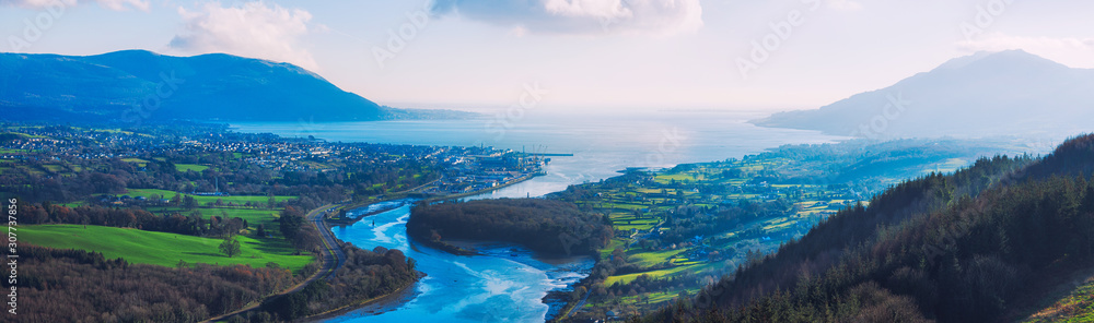 panoramic view of newry area from flagstaff viewpoint  ,Northern Ireland
